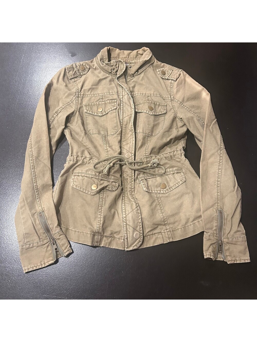 Vintage y2k Arizona Jeans Women's Khaki Cotton Utility Jacket XS